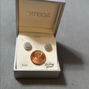 Macy's Silver Diamond Stud Disc Earrings